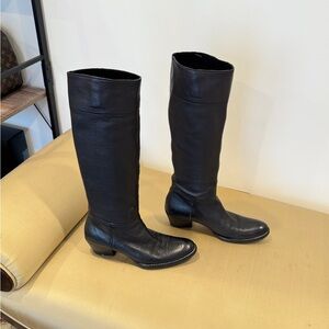 Vintage Miu‎ Miu Black Long Leather Boots. Size 36.
